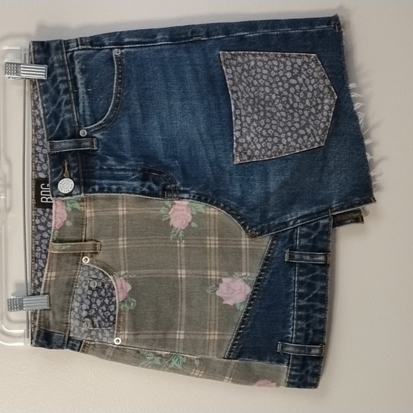 BDG Dresses & Skirts - BDG Urban Outfitters Patchwork Mini Denim Skirt with Floral and Plaid Details XS